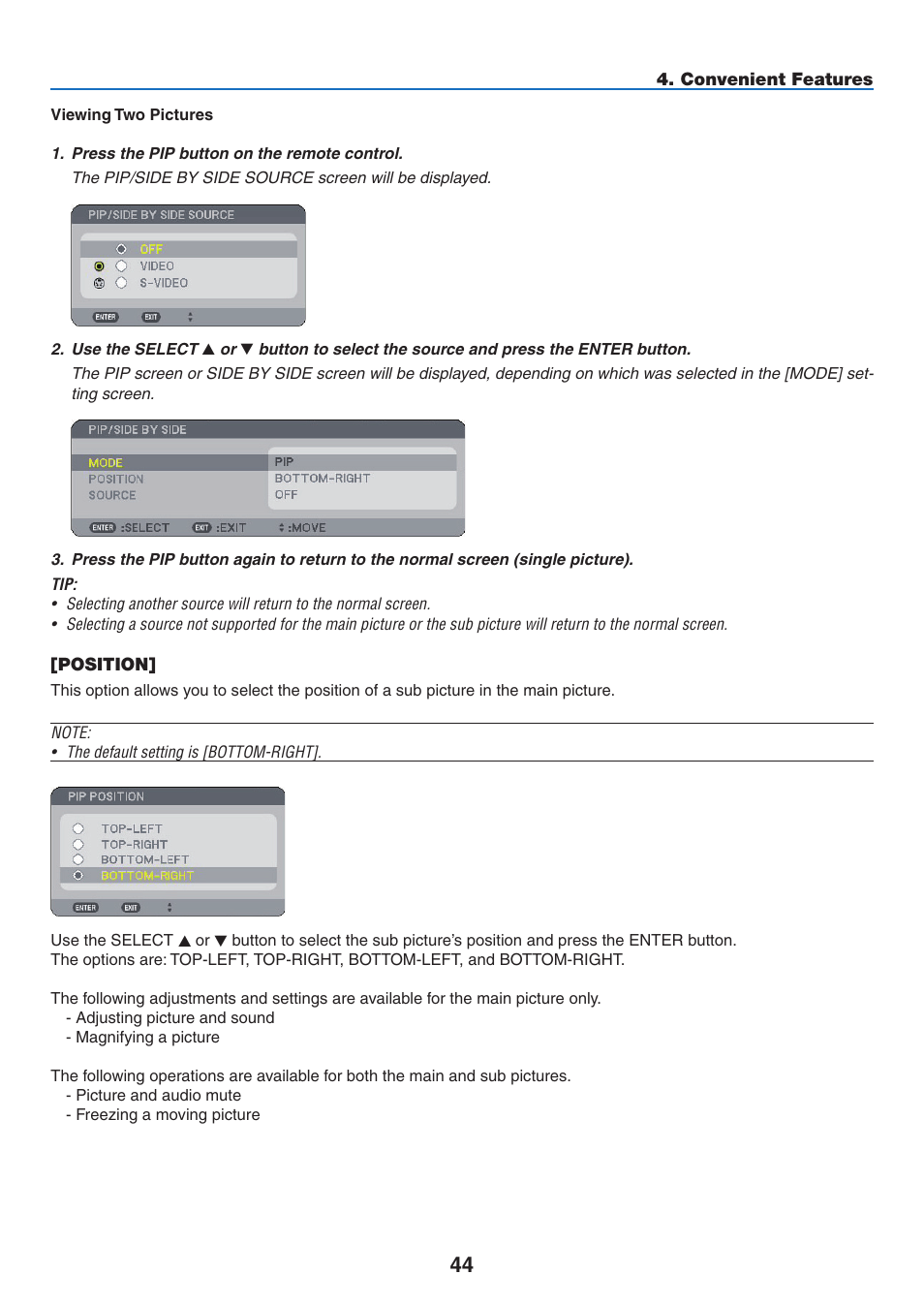 Position | NEC NP3151W User Manual | Page 58 / 172