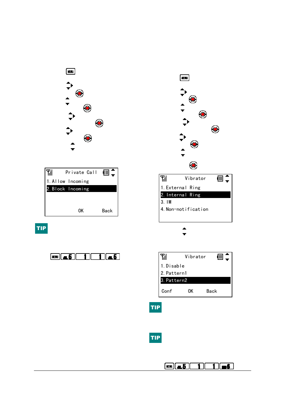 Private call, Vibration setting | NEC IP3AT-8WV(AUSTRALIA) User Manual | Page 55 / 104