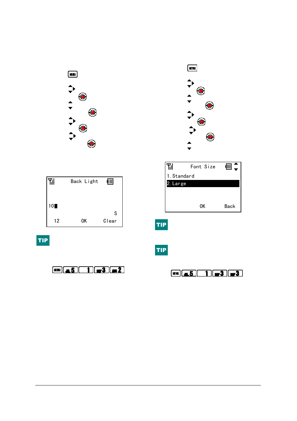 Back light, Font size | NEC IP3AT-8WV(AUSTRALIA) User Manual | Page 61 / 104