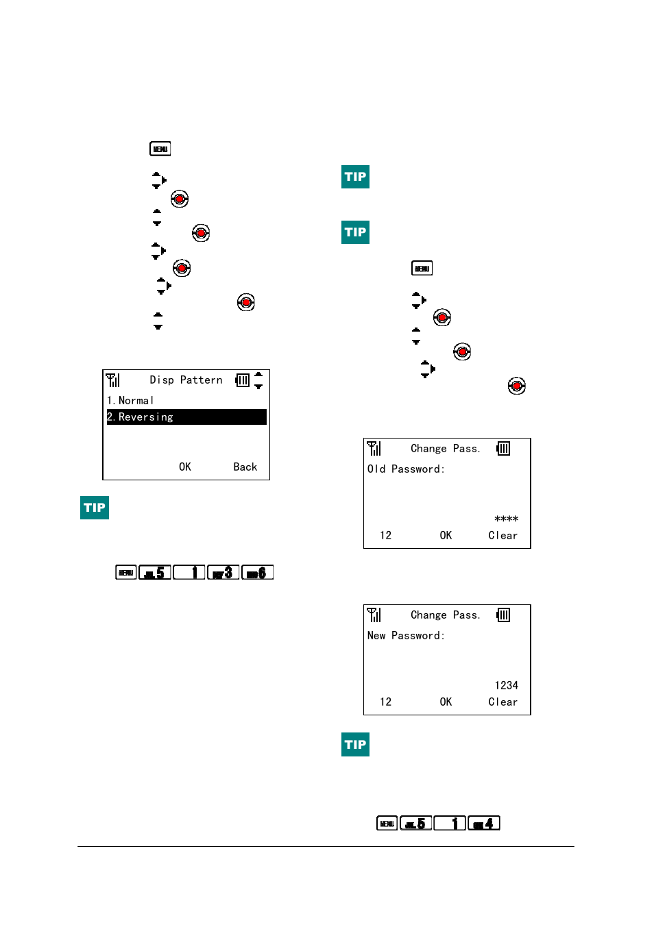 Display pattern, Change password | NEC IP3AT-8WV(AUSTRALIA) User Manual | Page 63 / 104