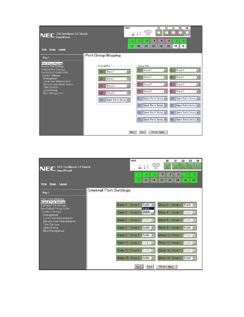 Internal port settings | NEC N8406-022A User Manual | Page 14 / 90