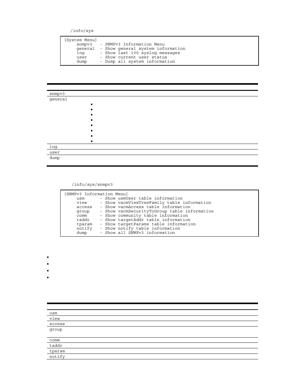System information menu, Snmpv3 information menu | NEC N8406-022A User Manual | Page 32 / 90