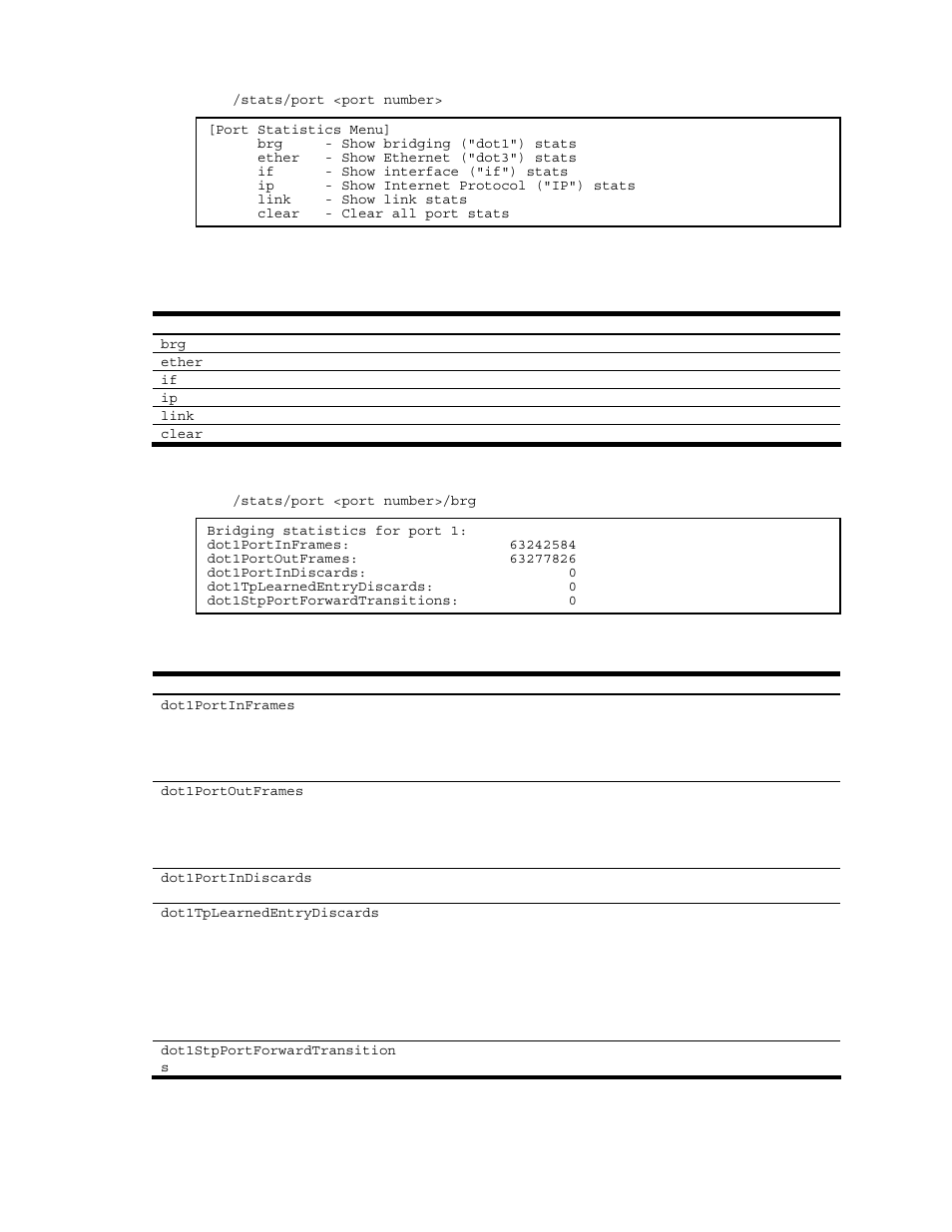 Port statistics menu, Bridging statistics | NEC N8406-022A User Manual | Page 47 / 90