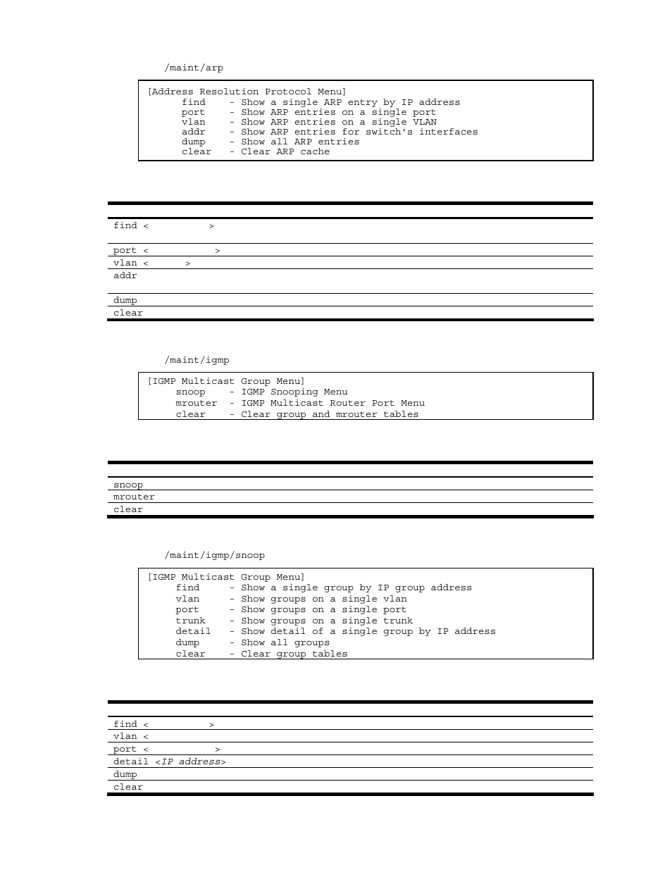 Arp cache options, Igmp multicast group options, Igmp snooping options | NEC N8406-022A User Manual | Page 88 / 90