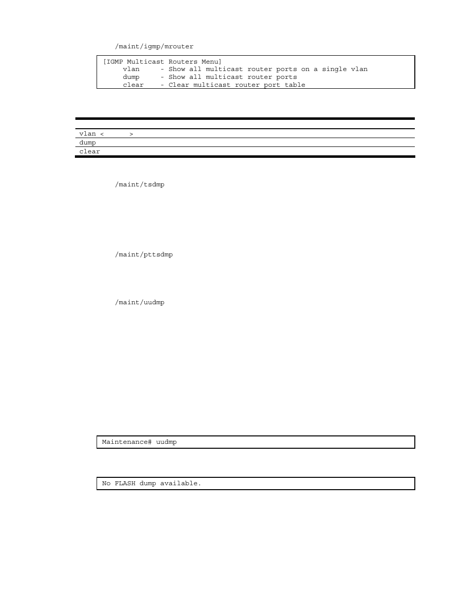 Igmp multicast routers options, Technical support dump, Ftp/tftp technical support dump put | Uuencode flash dump | NEC N8406-022A User Manual | Page 89 / 90