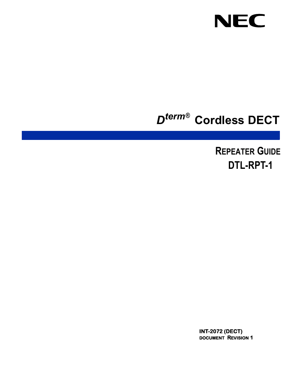 NEC DTERM DTL-RPT-1 User Manual | 26 pages