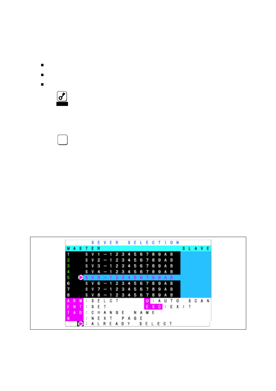 Selection of server on keyboard (hot key mode) | NEC Sever Switch Unit N8191-09 User Manual | Page 86 / 104