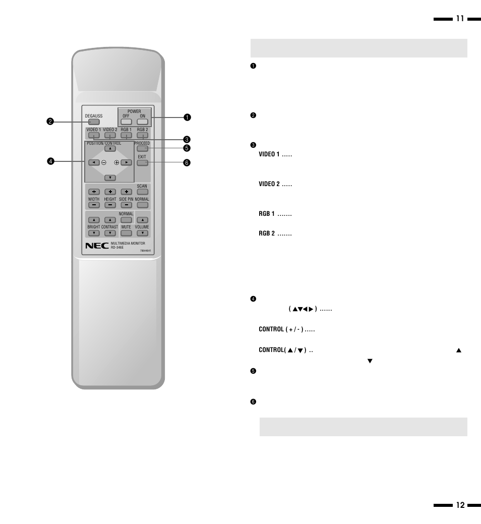 11 12 remote control unit | NEC XP29 Plus User Manual | Page 11 / 40