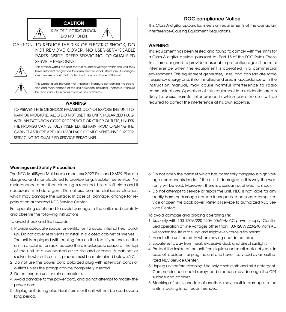 NEC XP29 Plus User Manual | Page 2 / 40