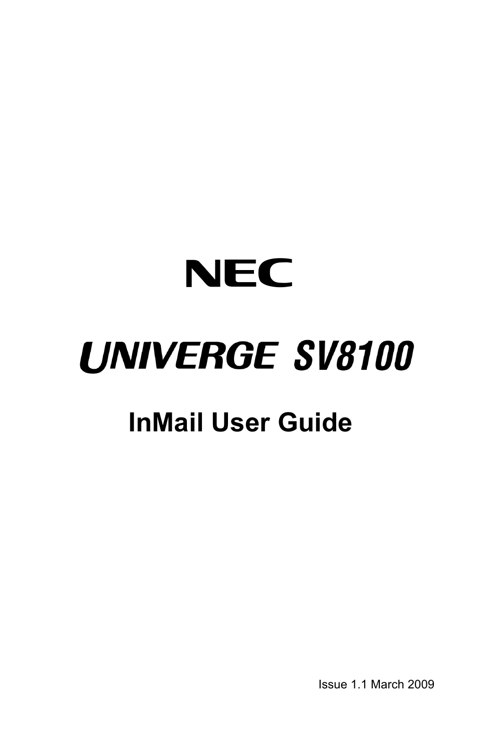 NEC UNIVERGE SV8100 User Manual | 10 pages