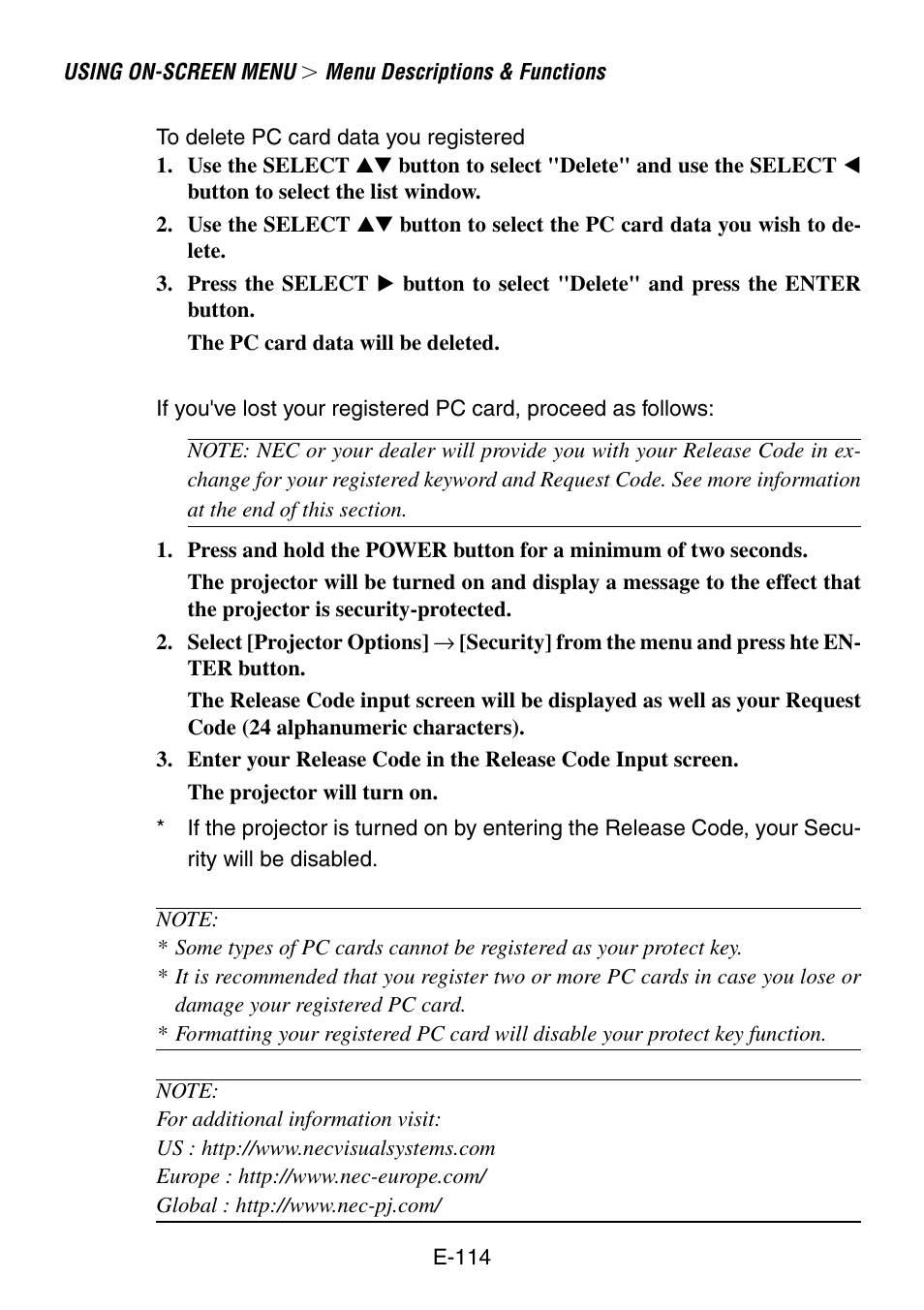 NEC LT260 User Manual | Page 114 / 149