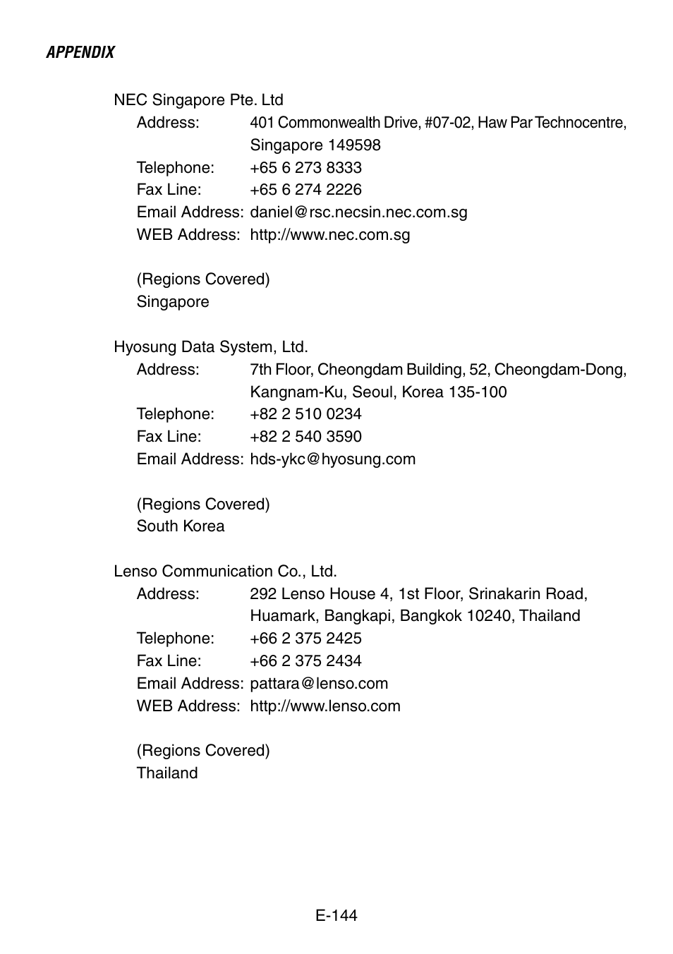 NEC LT260 User Manual | Page 144 / 149