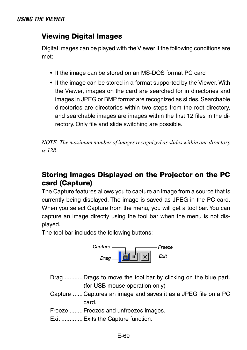 Viewing digital images | NEC LT260 User Manual | Page 69 / 149