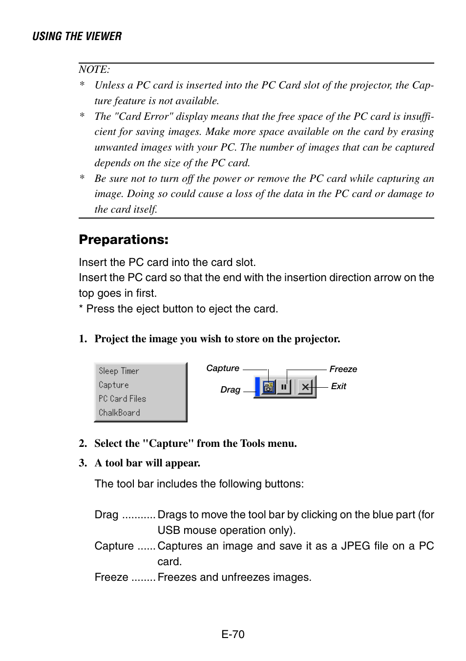Preparations | NEC LT260 User Manual | Page 70 / 149
