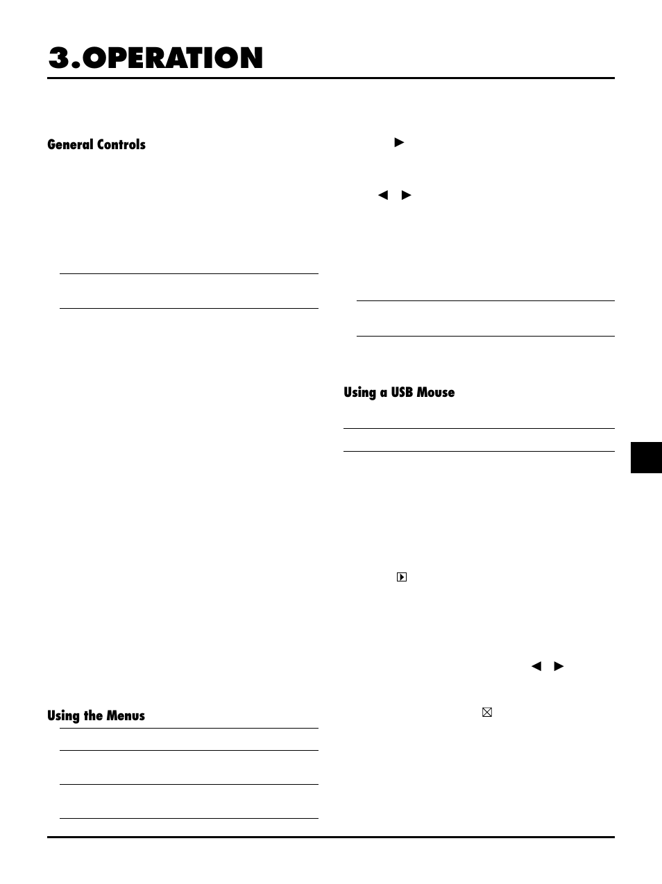 Operation, General controls, Using the menus | Using a usb mouse | NEC MT1045 User Manual | Page 17 / 42