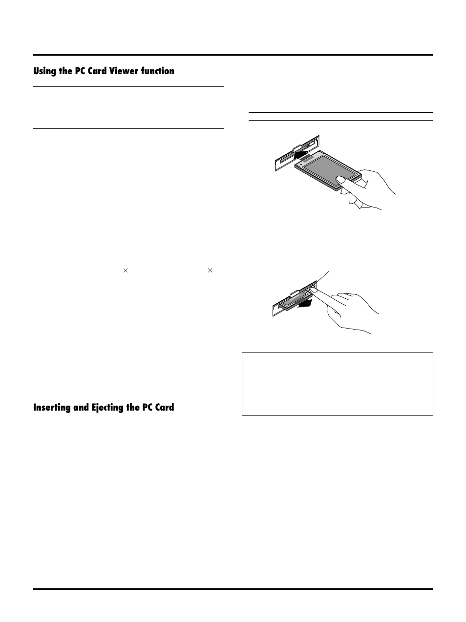 Using the pc card viewer function, Inserting and ejecting the pc card | NEC MT1045 User Manual | Page 26 / 42