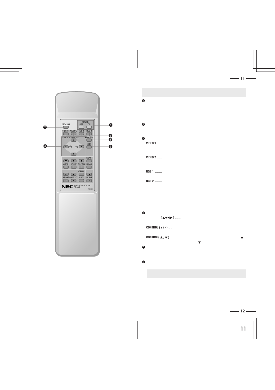 11 12 remote control unit | NEC R 37 Xtra User Manual | Page 11 / 38