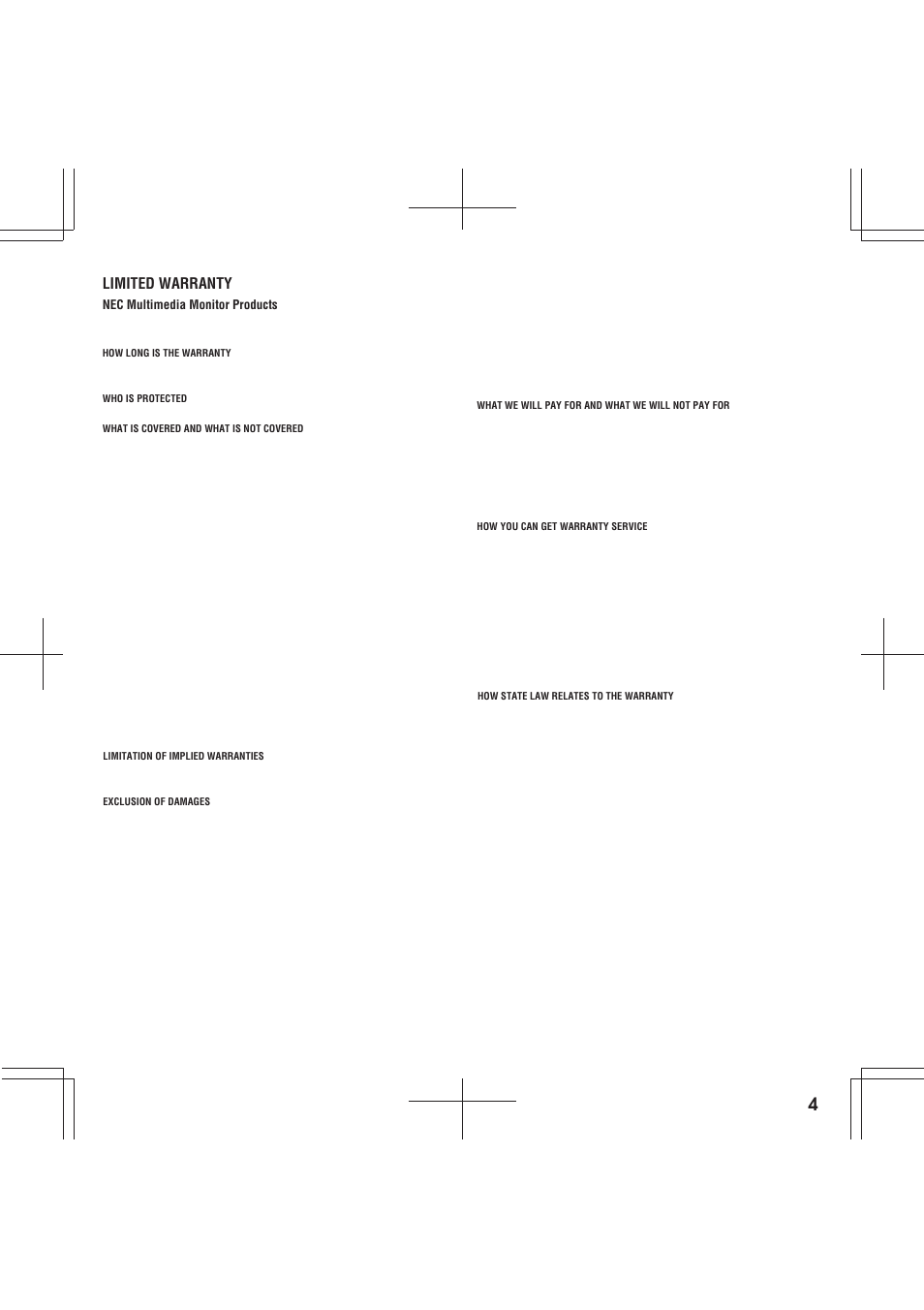 Limited warranty | NEC R 37 Xtra User Manual | Page 4 / 38