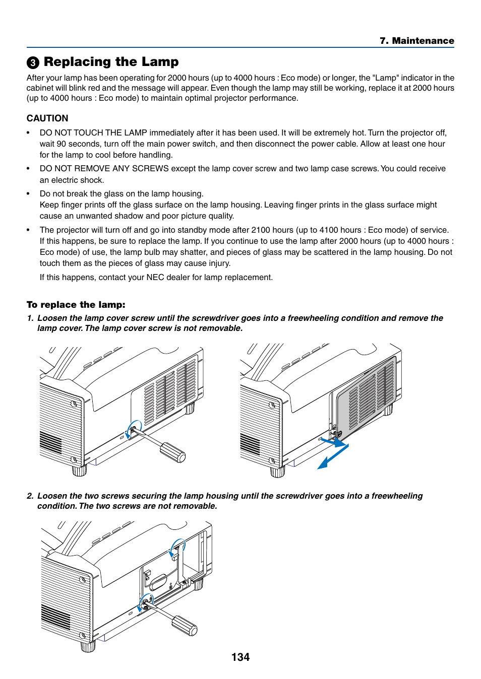 ᕣ replacing the lamp | NEC WT615 User Manual | Page 141 / 159
