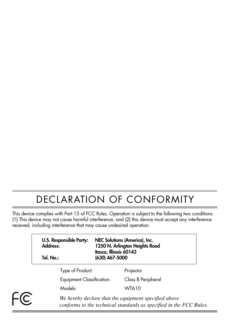 Declaration of conformity | NEC WT615 User Manual | Page 159 / 159