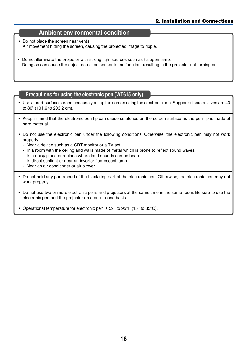 Ambient environmental condition | NEC WT615 User Manual | Page 25 / 159