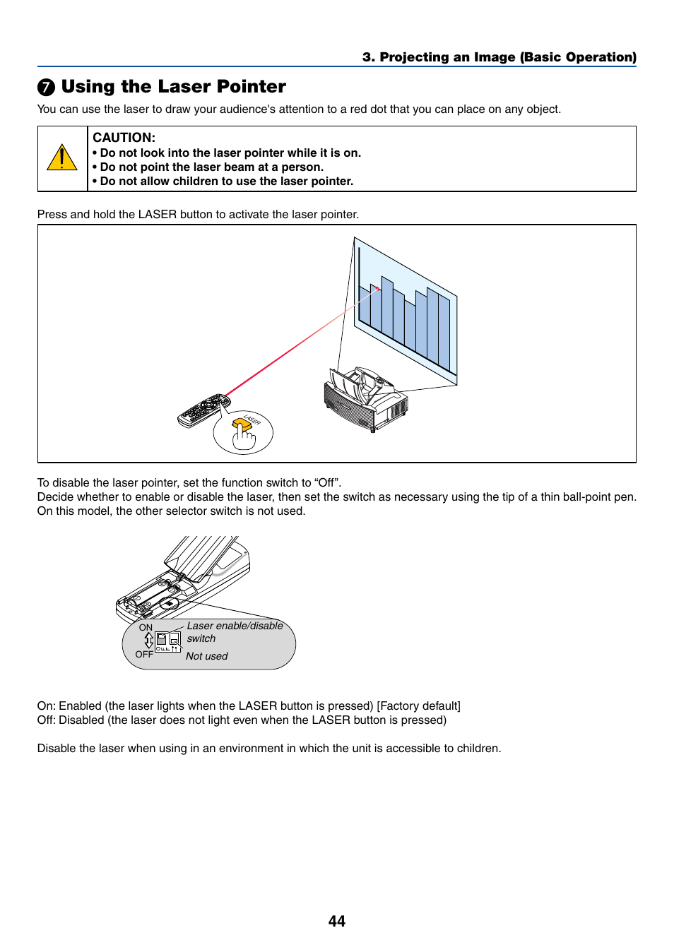 ᕧ using the laser pointer, Using the laser pointer | NEC WT615 User Manual | Page 51 / 159