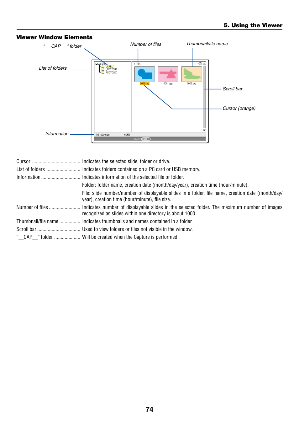 Using the viewer, Viewer window elements | NEC WT615 User Manual | Page 81 / 159