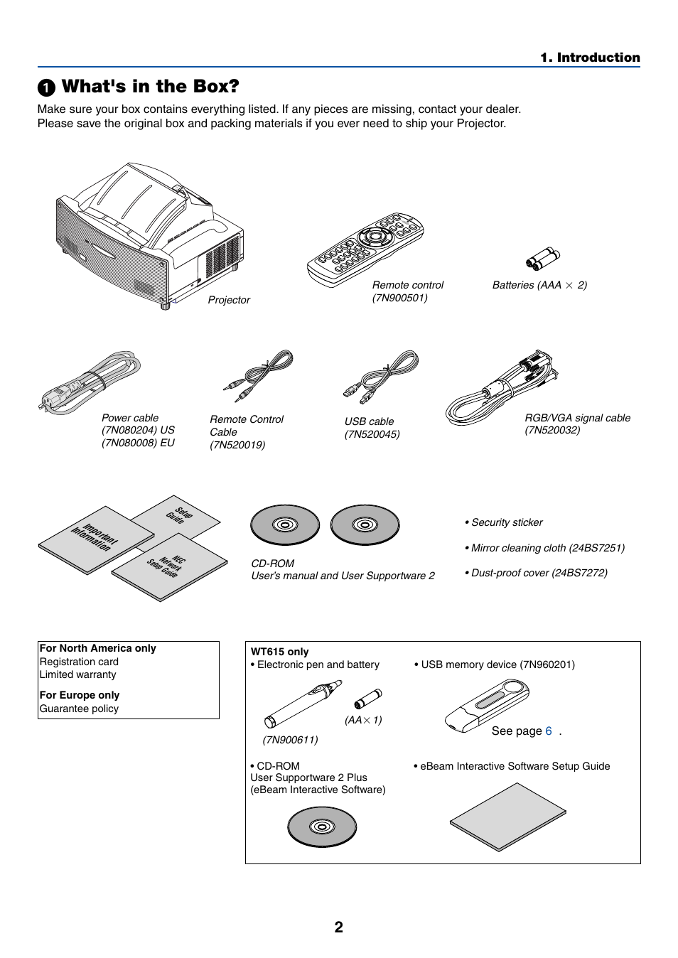 ᕡ what's in the box | NEC WT615 User Manual | Page 9 / 159