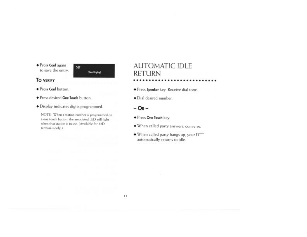 Automatic idle return | NEC 2000IVX User Manual | Page 13 / 44