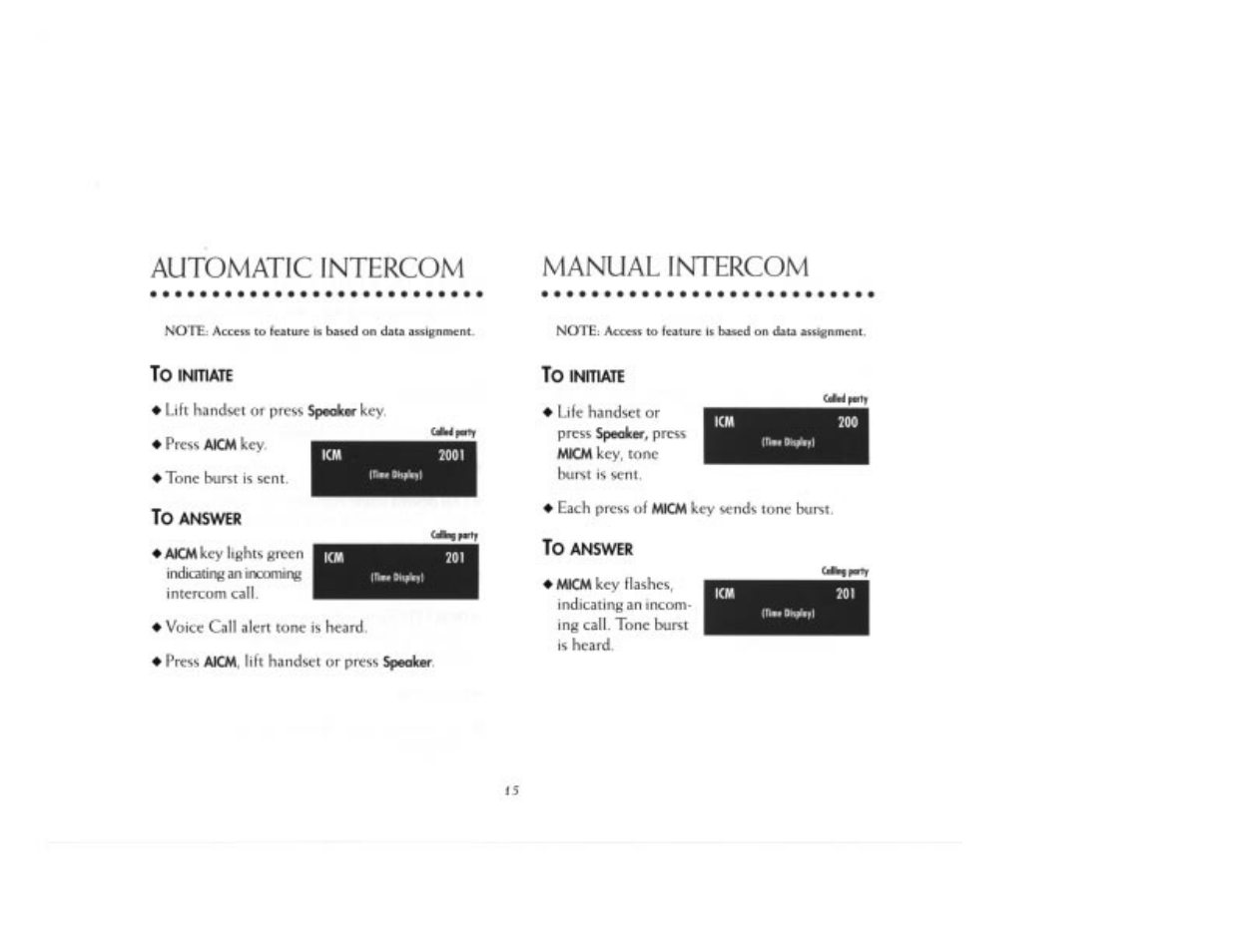 Automatic intercom, Manual intercom | NEC 2000IVX User Manual | Page 17 / 44