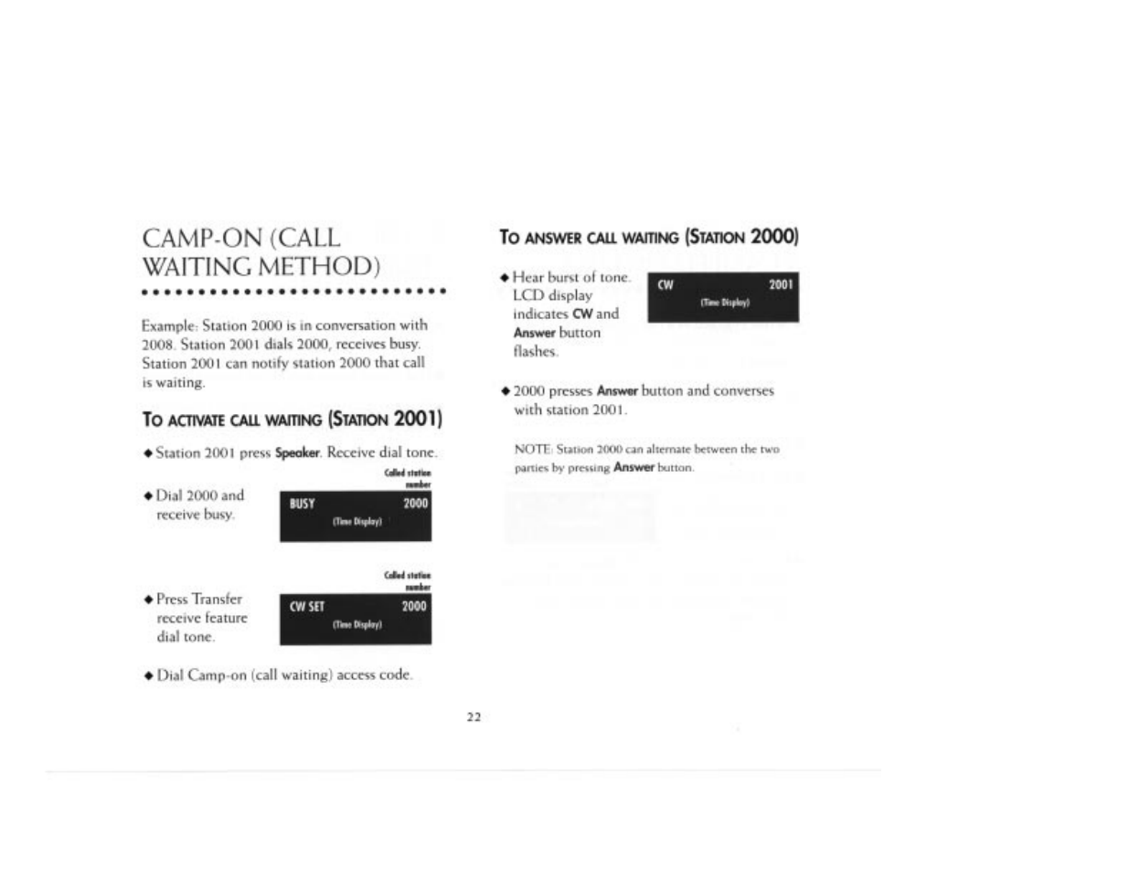 Camp-on (call waiting method) | NEC 2000IVX User Manual | Page 24 / 44