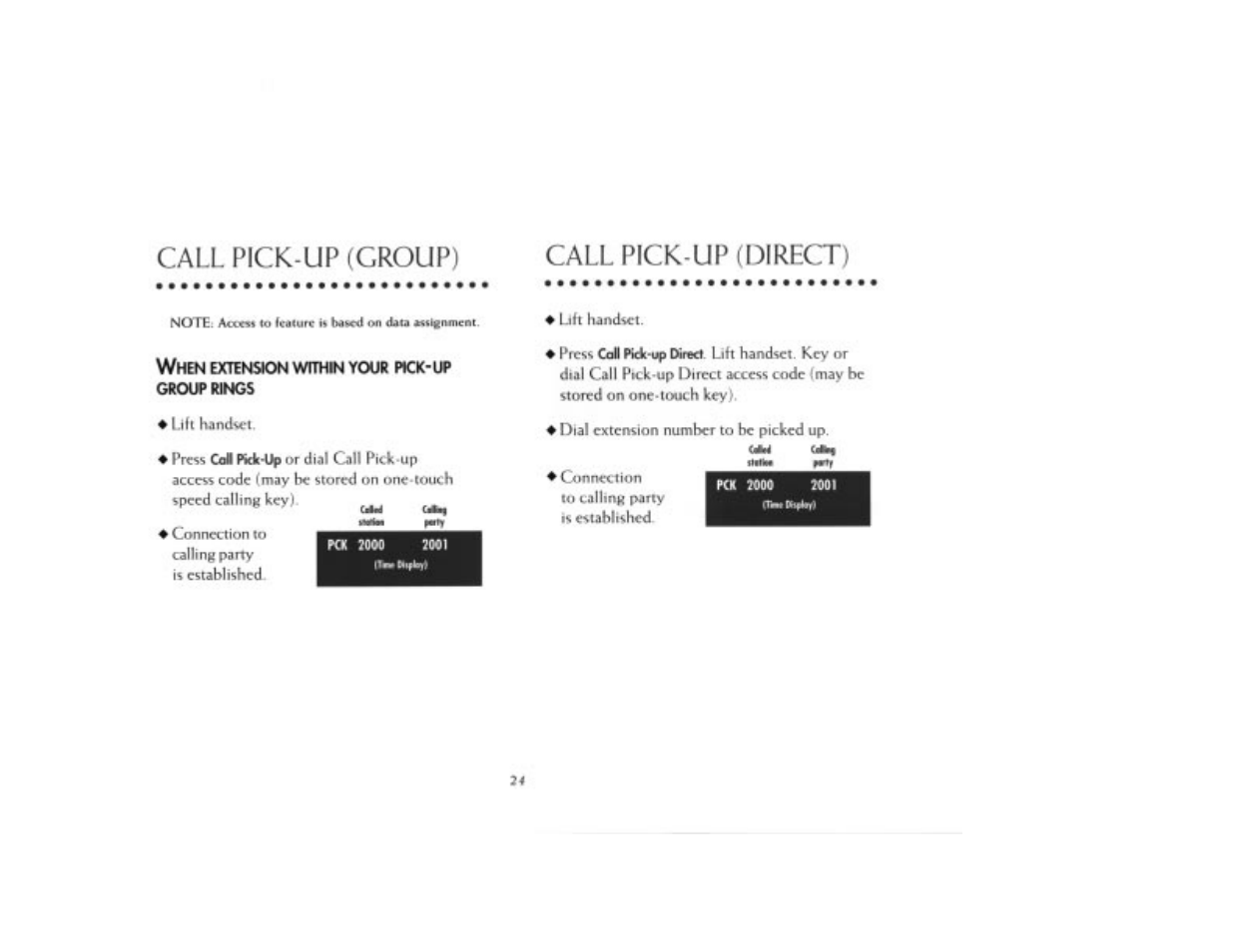 Call pick-up (group), Call pick-up (direct), Call pick-up (group) call pick-up (direct) | NEC 2000IVX User Manual | Page 26 / 44