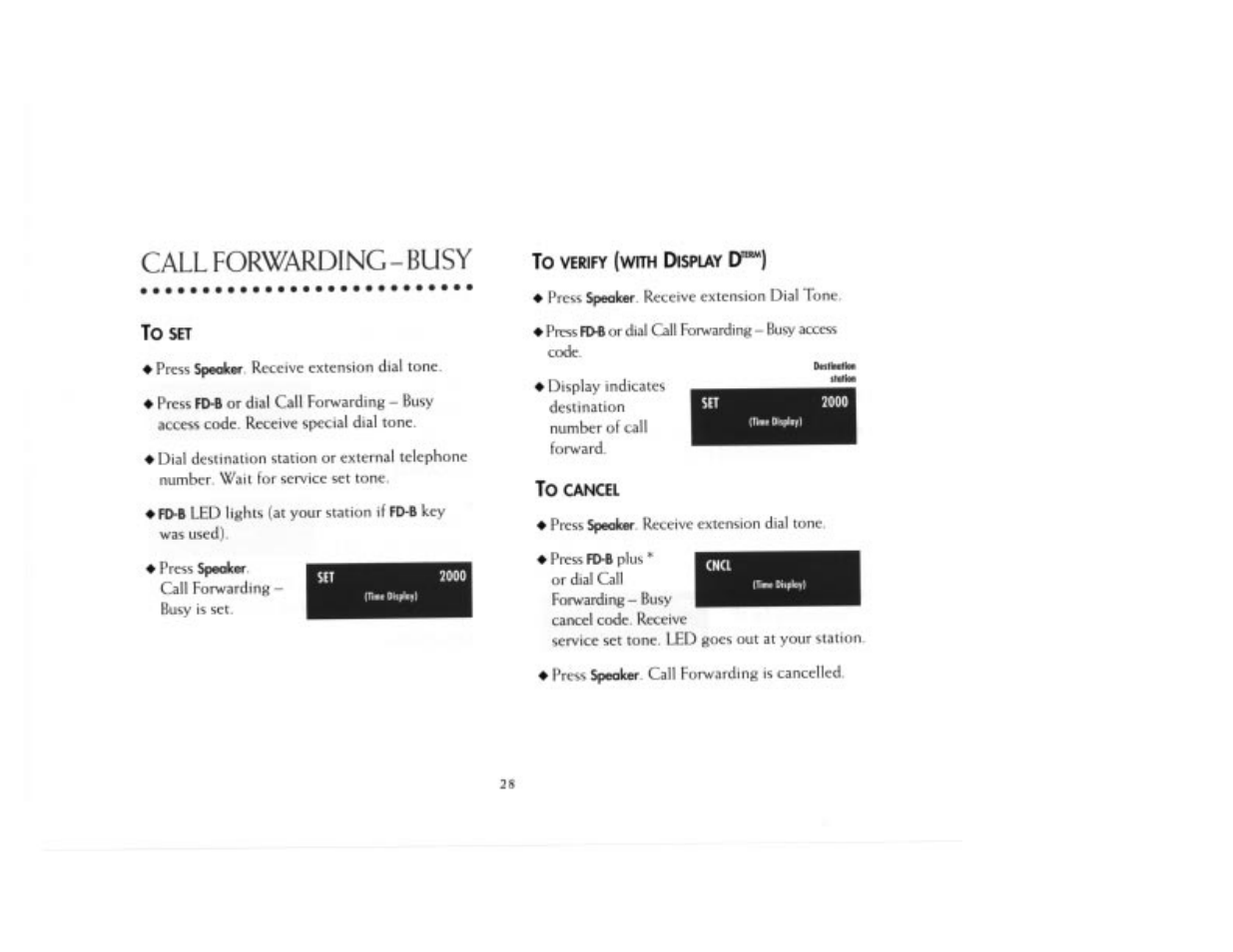 Call forwarding • busy, Spiay it*) | NEC 2000IVX User Manual | Page 30 / 44