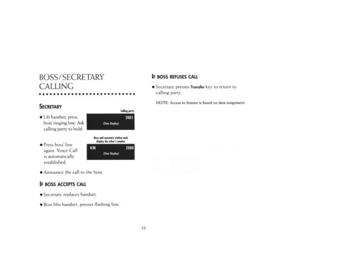 Boss/secretary calling | NEC 2000IVX User Manual | Page 34 / 44