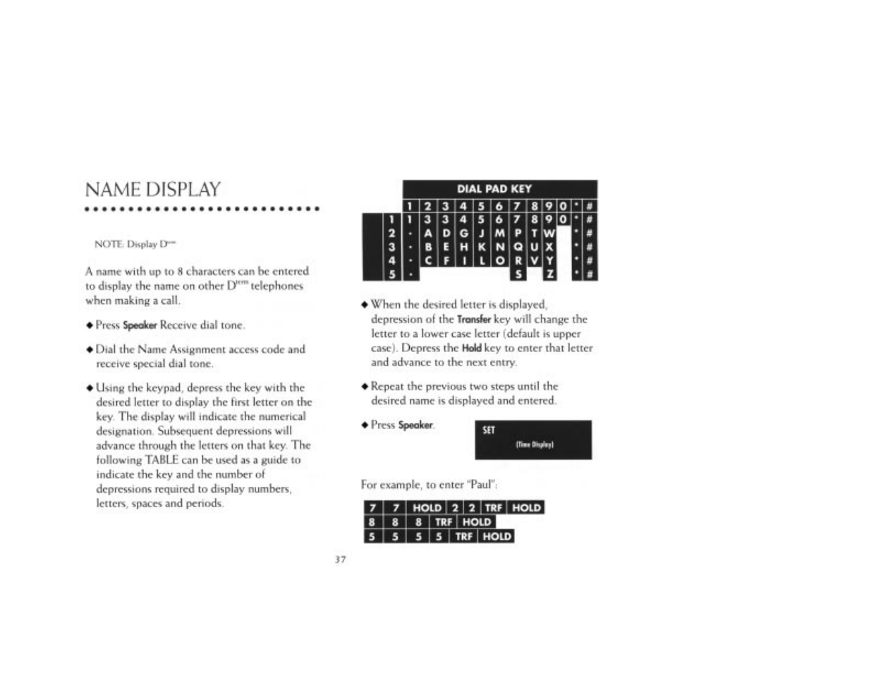 Name display | NEC 2000IVX User Manual | Page 39 / 44