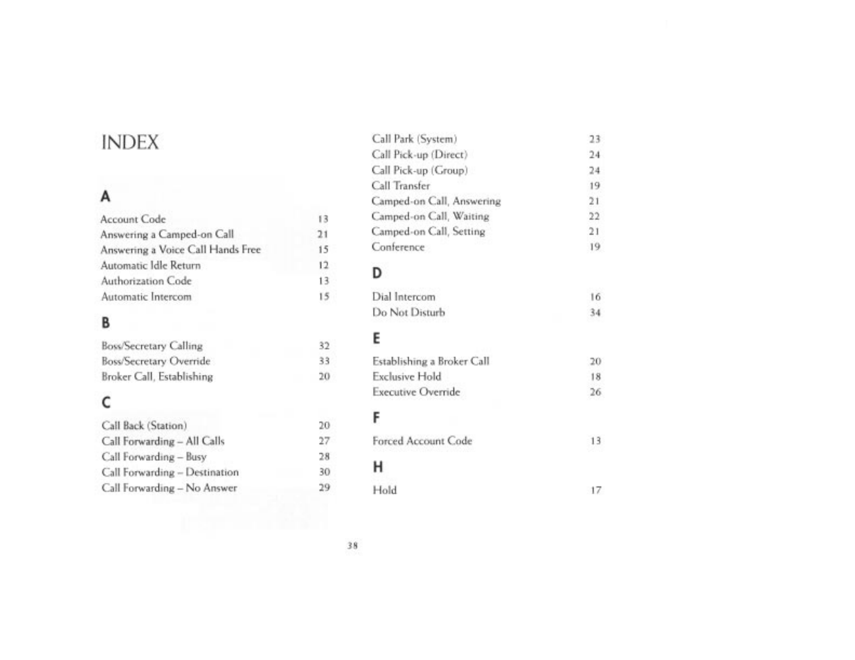 Index | NEC 2000IVX User Manual | Page 40 / 44