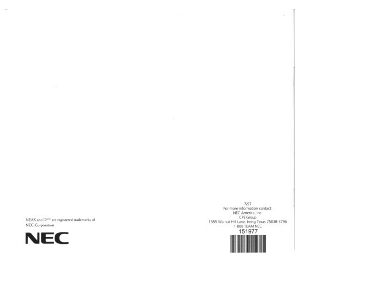 Irrtonitdtion ccnua | NEC 2000IVX User Manual | Page 44 / 44