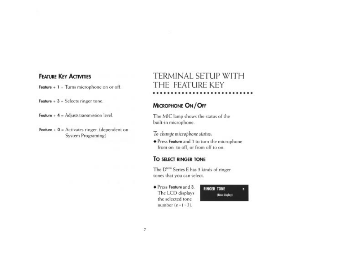 Terminal setup with the feature key, Acnvures | NEC 2000IVX User Manual | Page 9 / 44