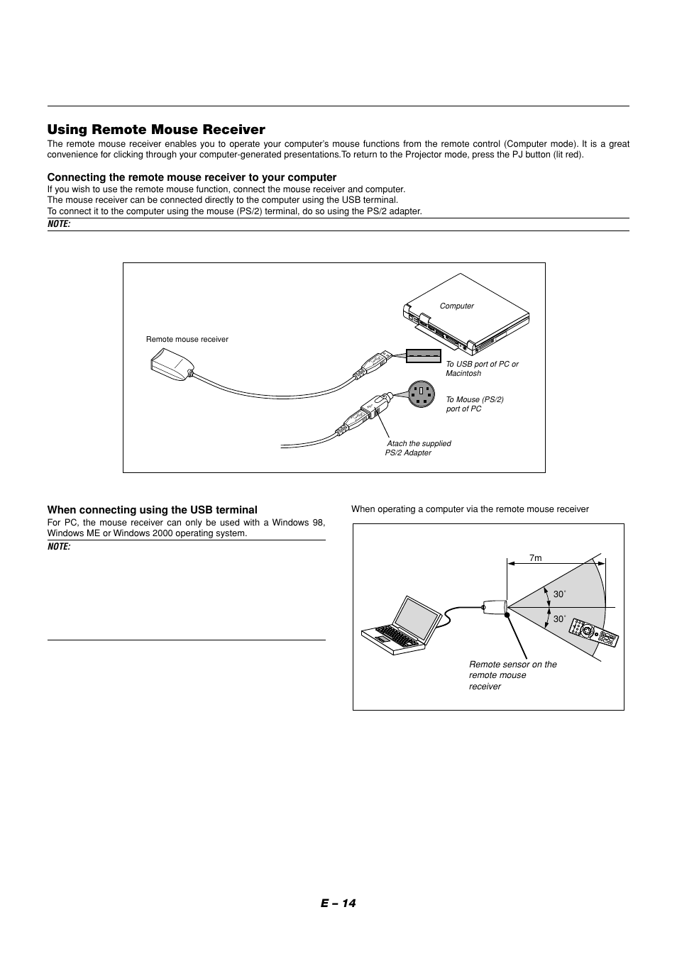 Using remote mouse receiver | NEC LT158 User Manual | Page 18 / 61