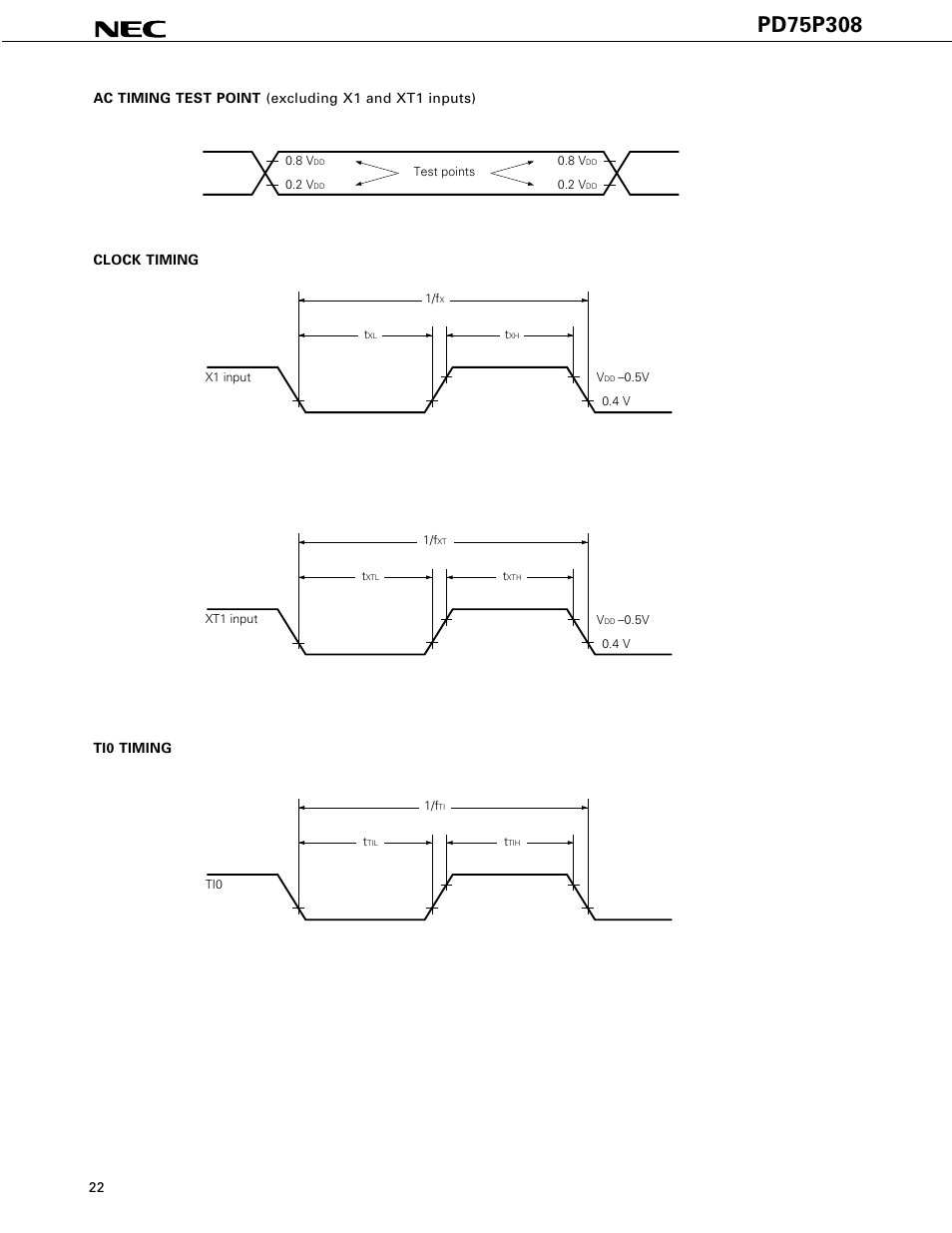 NEC PD75P308 User Manual | Page 22 / 34