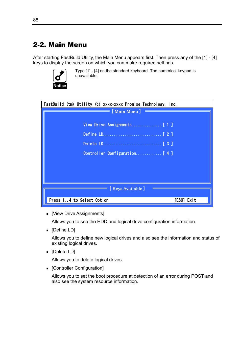 2. main menu | NEC Disk Array Controller N8103-89 User Manual | Page 108 / 128