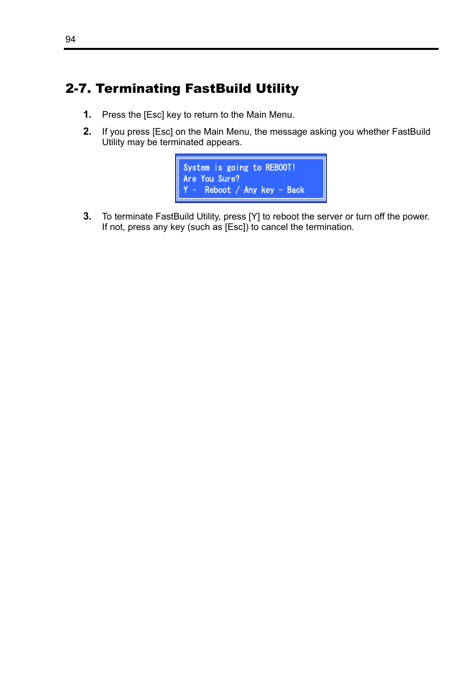 7. terminating fastbuild utility | NEC Disk Array Controller N8103-89 User Manual | Page 114 / 128