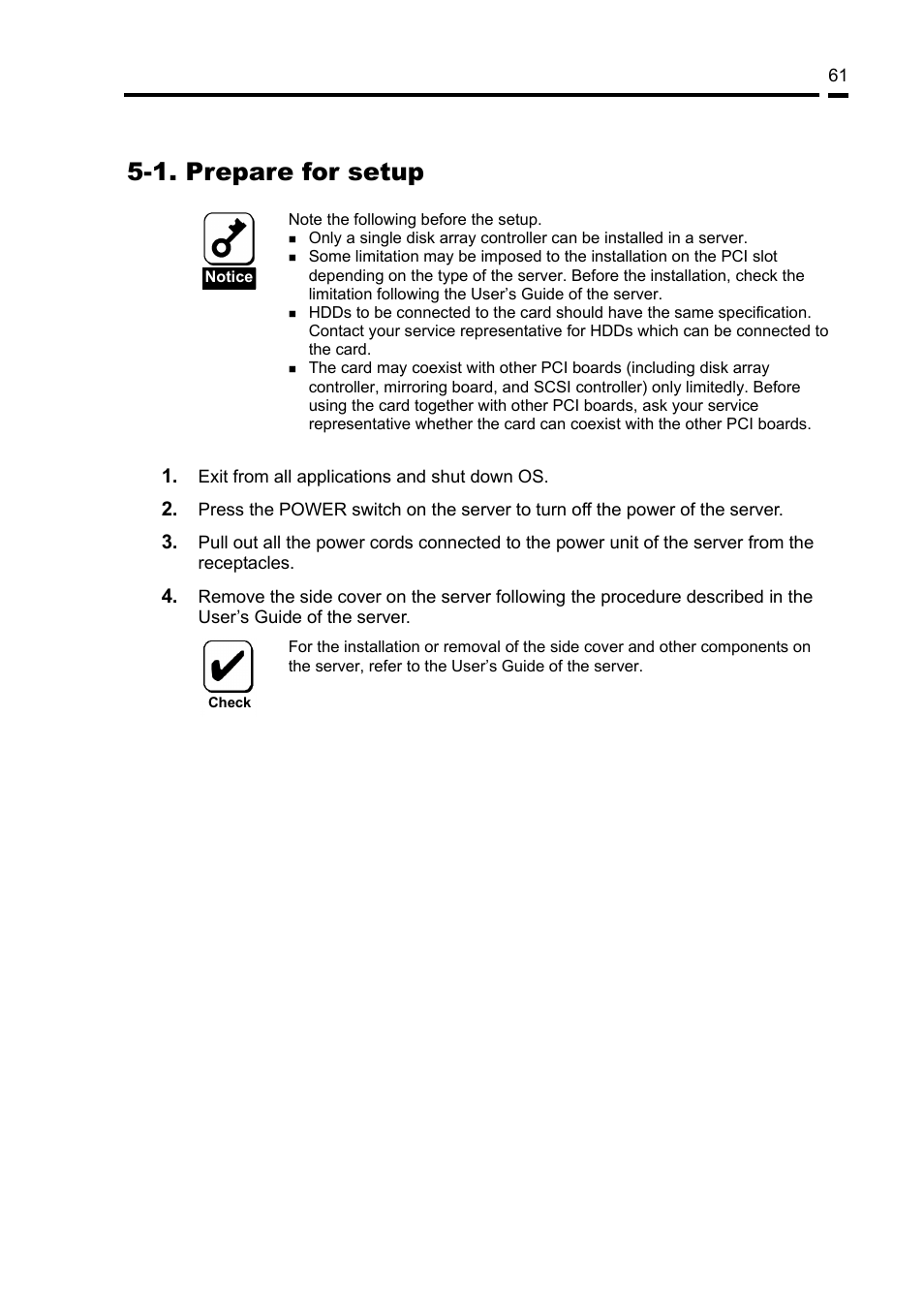 1. prepare for setup | NEC Disk Array Controller N8103-89 User Manual | Page 81 / 128