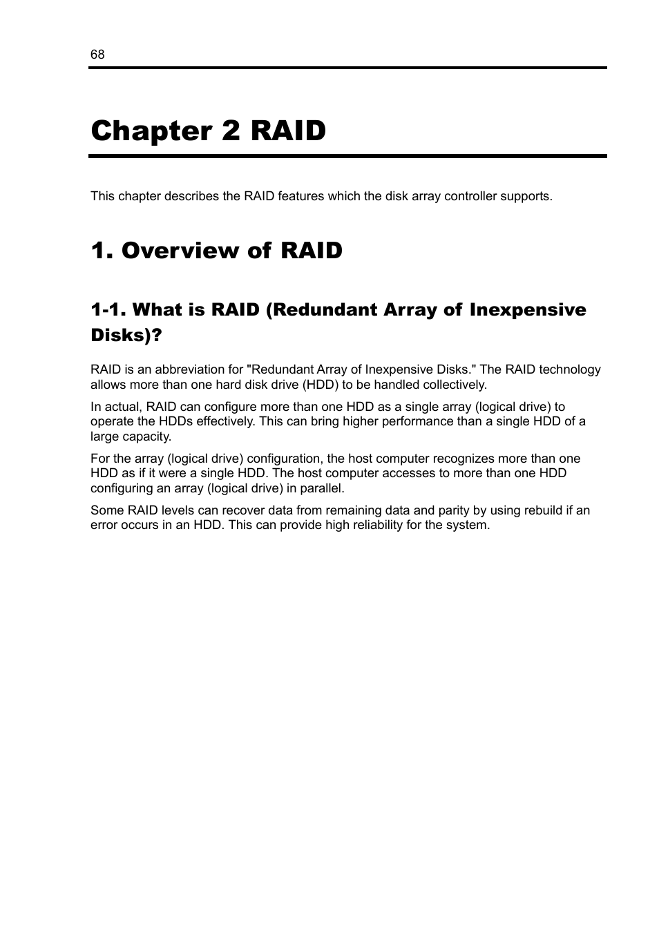 Chapter 2 raid, Overview of raid | NEC Disk Array Controller N8103-89 User Manual | Page 88 / 128