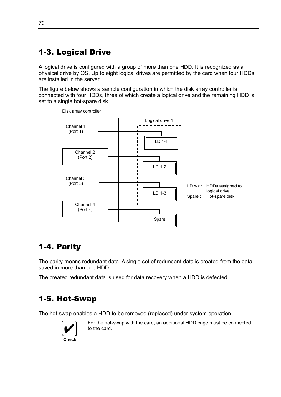 3. logical drive, 4. parity, 5. hot-swap | NEC Disk Array Controller N8103-89 User Manual | Page 90 / 128