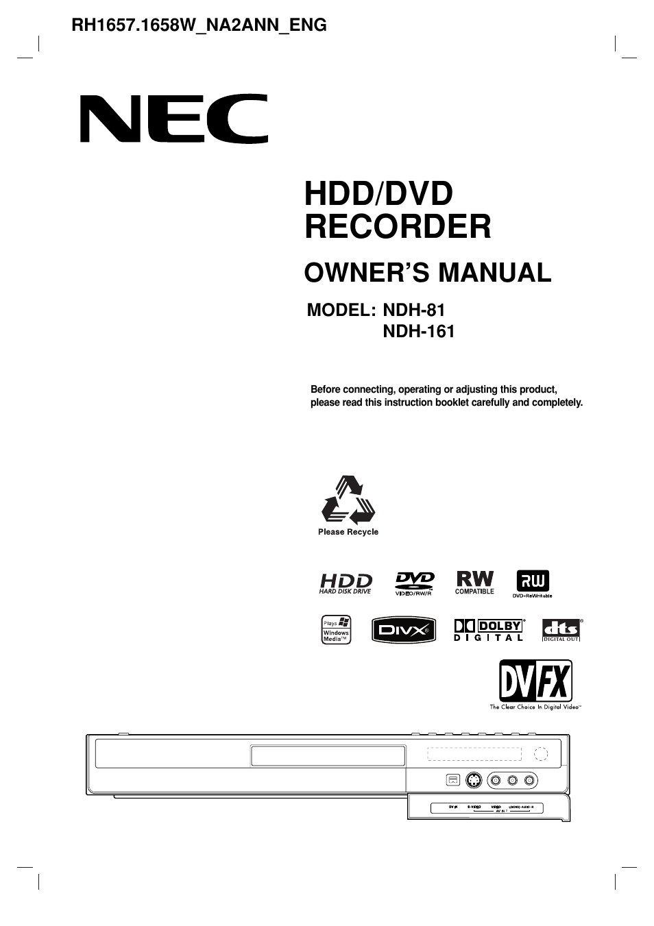 NEC NDH-81 User Manual | 57 pages