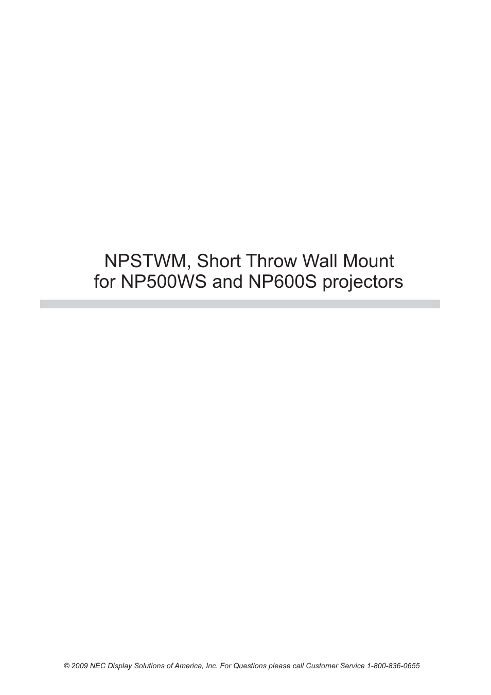 NEC NPSTWM User Manual | 8 pages