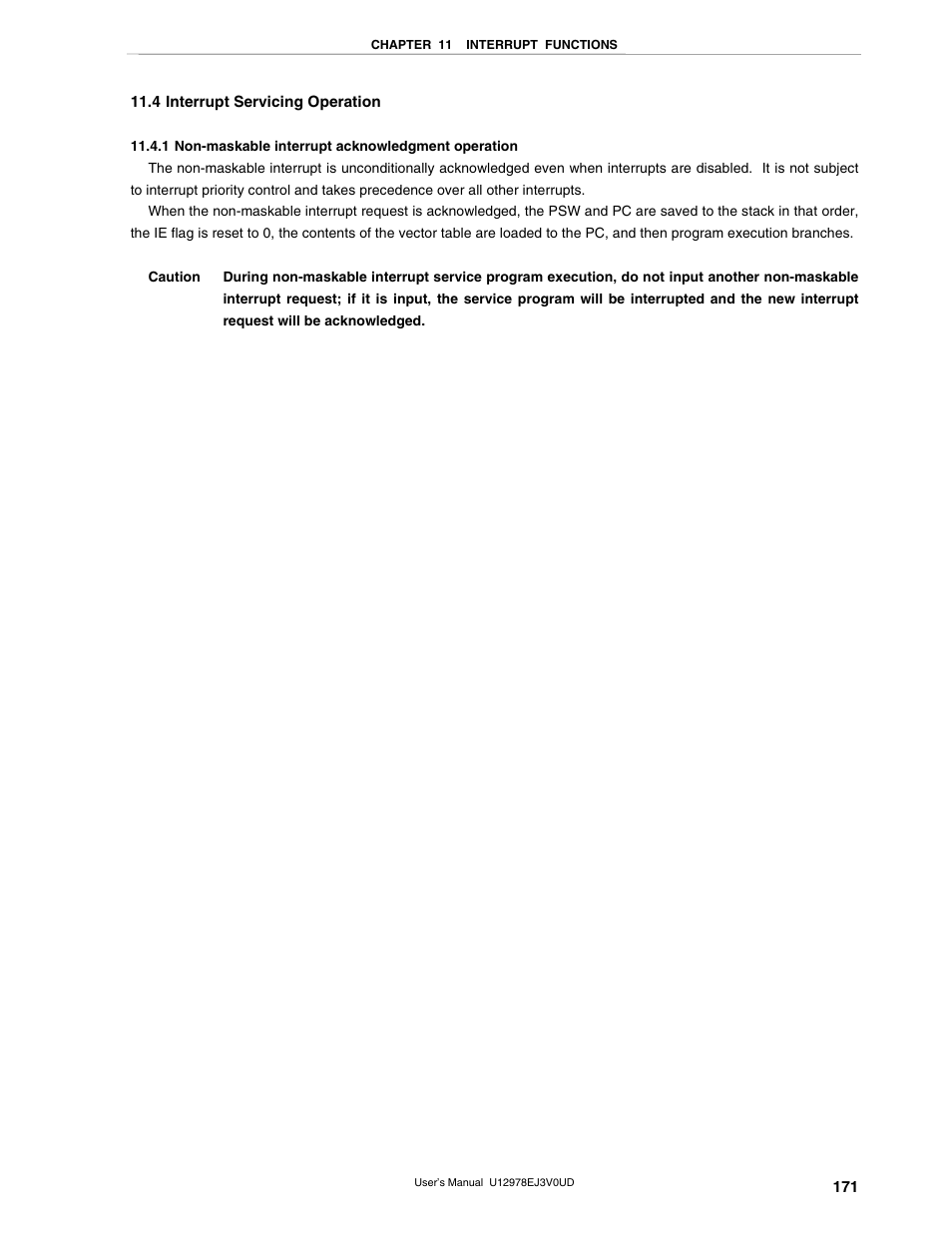 4 interrupt servicing operation, 1 non-maskable interrupt acknowledgment operation | NEC switch User Manual | Page 171 / 234