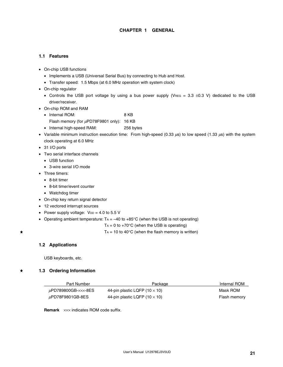 Chapter 1 general, 1 features, 2 applications | 3 ordering information | NEC switch User Manual | Page 21 / 234