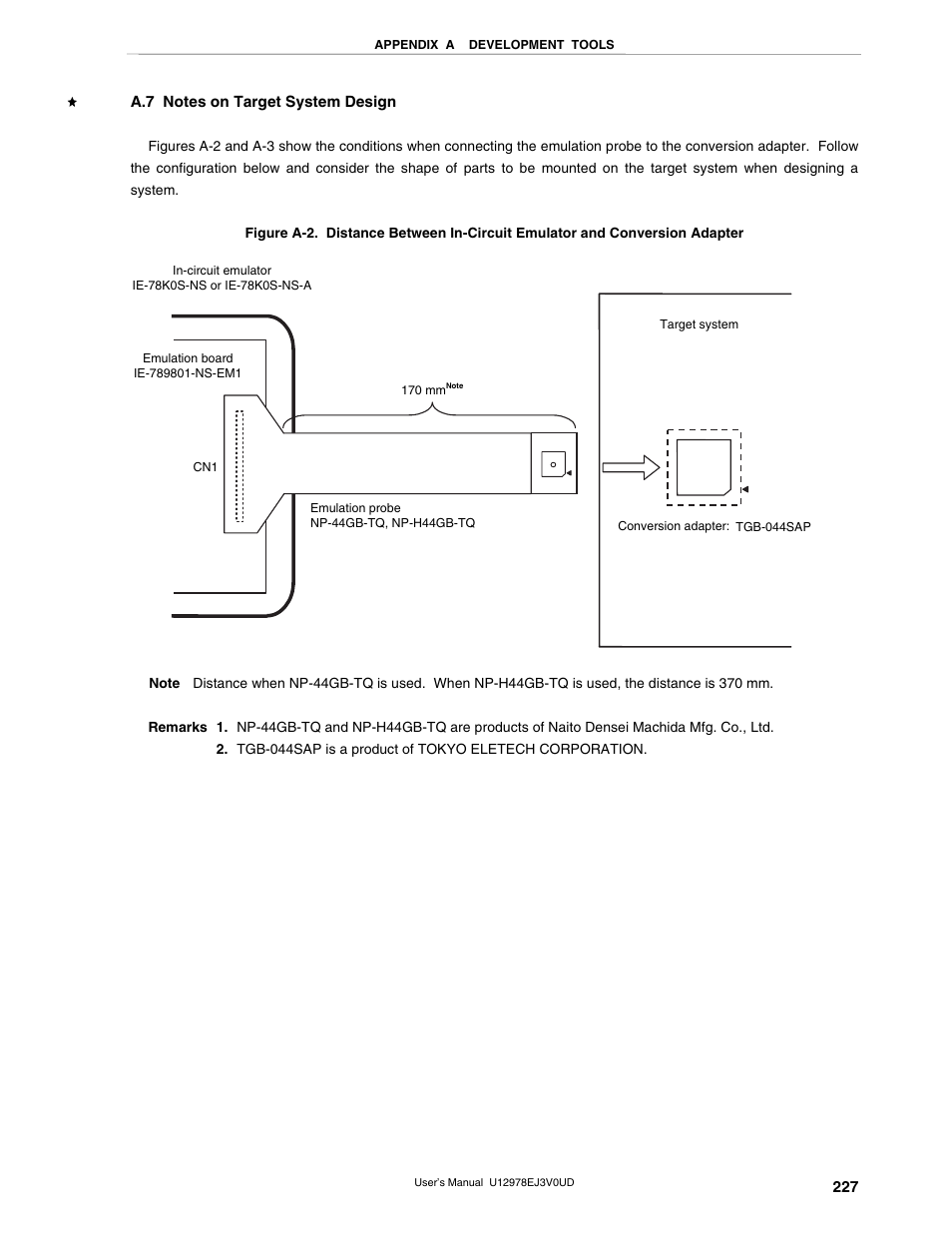 A.7 notes on target system design | NEC switch User Manual | Page 227 / 234
